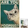 YSTJKD Poster con gatto, 30 x 40 cm, divertente, decorazione per la casa, decorazione per la camera degli ospiti, personalizzata, per il bagno, il WC, la toilette, vintage