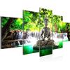 Runa Art Budda Cascata Murali Tela Non Tessuta 5 Pezzi Feng Shui Verde Camera Da Letto Corridoio 503553a