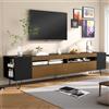 OLIVIBED Mobile TV Soggiorno Fino a 80, Mobiletto per Televisore con 2 Porte, Scomparti Aperti, Consolle Porta TV per Soggiorno, Camera da Letto e Salotto, 180x36x43cm, Marrone Vintage e Nero