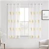 MIULEE Tende per Interni Moderne 2 Pezzi 140x175 CM, Voile Tenda Finestra Interno Salotto, Tenda Trasparente con Ricami a Foglie Bianche e Giallo, Fantasia Tende Camera da Letto Soggiorno Occhielli