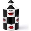 AlphaDesignLuxe Portacandele decorativo fatto a mano per aromaterapia, vaso di candela dal design italiano, decorazione alla moda, vaso da tavolo, arte moderna, viso femminile, occhi, labbra,