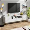 OLIVIBED Mobile porta TV con 2 ante, tavolo TV con piedini in metallo dorato, mobile basso TV con 2 cassetti, supporto TV per televisori fino a 65 pollici, tavolo TV per soggiorno camera da letto, 165 x 36 x