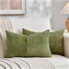 FDTERN Set di 2 Boho Federe de Cuscini per Divano 50x70cm in Velluto a Coste Moderno Morbido Motivo a Croce Decorativa Copricuscini per Divano Camera da Letto,Verde Erba