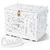 Jolik Grande Scatola per Buste Matrimonio in Legno, Vintage Scatola Porta Carte di Nozze con Serratura, Regalo per Ricevimento, Anniversario, Feste (Bianco)
