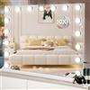 Saimeihome Specchio Trucco con 17 Luci LED Regolabili, 3 Modelli di Colore, Specchio Grande con Controllo Toccante, Funzione di Memoria, 10x Ingrandimento, 80x60cm (Bianca)