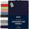 Dreamzie Lenzuolo Con Angoli Cotone - 70x190/200 - Oeko Tex certificato - Blu Scuro - Lenzuola Cotone 70x190/200