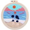 Figured'Art Punch Needle Kit completo per adulti e bambini - Coppia in spiaggia - Perfetto per principianti. Kit pronto da ricamare misura 20x20cm con telaio circolare