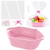 REBECCAGIBSON Cestino regalo vuoto intrecciato con sacchetti di cellophane e fiocco, cesto regalo corda di cotone per regali, vacanze, compleanni (rosa), con 1 nastro e 1 biglietto di auguri