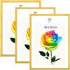MG Design Set da 3 cornici portafoto 50 x 70 cm - Cornici in legno Giallo con vetri acrilici infrangibili, verticale e orizzontale con fissaggio a parete stabile