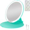 S'bagno Specchio da trucco LED a 3 colori con controllo touch, ingrandimento 1x, timer 15 minuti, specchio cosmetico portatile con batteria ricaricabile di tipo C, luce dimmerabile per il tavolo da