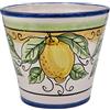 Sicilia Bedda - VASO TRADIZIONALE IN CERAMICA SICILIANA - Prodotto Artigianale di Alta Qualità - Altezza 17 CM Diametro 20 Cm (DECORAZIONE LIMONI)