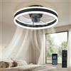 DATO Ventilatore da soffitto con luce, 3 temperature di colore e 6 velocità, controllo tramite app/telecomando, silenzioso, dimmerabile (Nero, 50CM)