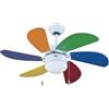 Generico ZephirZFS690C Ventilatore da Soffitto 90 cm con Luce 6 Pale in Legno Multicolor 3 Velocità Reversibile Attacco E27 60W Comando a Cordicella 70W per Camera Soggiorno