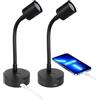 Obeaming 2 x Lampade da Lettura Camper LED 12V, 3200K (Dimmabile) e Luce Notturna Rossa Soffusa, Dotato di Caricabatterie USB-A e USB-C, per Barca Furgone Cabina, Flessibile Collo di Cigno (Nero)
