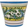 Sicilia Bedda - VASO TRADIZIONALE IN CERAMICA SICILIANA - Prodotto Artigianale di Alta Qualità - Altezza 17 CM Diametro 20 Cm (FANTASIA VERDE)