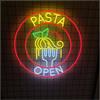 RONGCH Insegna al Neon Insegna Al Neon Pasta Opencon Scritta Cucina Italiana, Spaghetti, Cibo, Arte Murale A LED, Decorazione Per Ristorante, Vetrina 63cm
