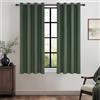 MRTREES Tende Termiche Isolante Freddo e Caldo Lino con Occhielli Tende 100% Oscuranti Corte per Interni Finestre Cucina Soggiorno Camera da Letto Salotto 2 Pezzi, 140x145 CM, Verde Oliva