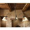 Mondocreazioni Lampadario a 3 luci in ferro battuto e ceramica siciliana realizzato e decorato artigianalmente coll. melograno