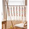 A.Monamour Tenda Corta per Finestra Piccola Ricamo Di Foglie Colorate Voile Bianco Tulle Trasparente Tendina Tenda da Cucina Bistrot Caffè Mezza Tenda Tenda a Vetro a Pannello Tenda Porta