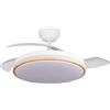 YATEK Rubia Ventilatore da Soffitto con Luce LED 60W, Bianco e Effetto Faggio, 6980 Lumen, Motore DC Silenzioso, Pale Retrattile, 6 velocità, Telecomando, Illuminazione Dimmerabile, Funzione Estata
