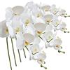 FagusHome 4 Pz Fiori Orchidea Phalaenopsis Fiori Artificiali 105cm d'orchidea phalaenopsis Artificiale Fiori Finti (Bianco)