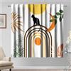 Kzzfqxb 117×138cm Tende Moderne Blackout, Giallo Ocra Khaki Sole Luna Foglie Gatto Nero Beige Arco Bohemian Retro Art Drape 2 Pannelli, Decorazione Casa per Camera da Letto Soggiorno