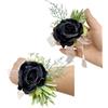 Rikyo Bracciale da polso a forma di corpetto con rosa e fiore all'occhiello da uomo, festa di ballo di fine anno, cappello a forma di petali fatti a mano per capelli corona (nero)
