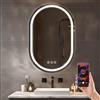 Ratsamee 60x90cm Bluetooth Ovale Specchio Bagno con Luce, 3 Colori Dimmerabili, Antiappannamento, Memoria, Touch Control, Montaggio a Parete - Specchio Trucco con Illuminazione