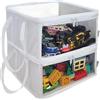 holay Set da 2 Contenitori PVC Pieghevoli con Coperchio Trasparente & Maniglie, 30 x 30 x 15 cm Organizer per Vestiti, Giocattoli & Libri (Bianco, Piccolo)