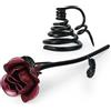 Aoneky Rosa in Ferro con Piedistallo - Rosa Eterna Forgiato a Mano - Scultura Rose Retro Regalo per Donna, San Valentino, Festa della Mamma Natale Anniversario Matrimonio di Bronzo (Rosso)