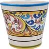 Sicilia Bedda - VASO TRADIZIONALE IN CERAMICA SICILIANA - Prodotto Artigianale di Alta Qualità - Altezza 17 CM Diametro 20 Cm (FANTASIA BORDEAUX)