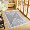 TAPISO Azteca Tappeto Cotone Salotto Double-Face Vintage con Nappe Intrecciate Pelo Corto Motivo Moderno Geometrico Astratto Lavabile Grigio Cucina Sala Bagno Oeko-Tex 80 x 300 cm