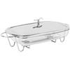 KARL HAUSMANN Pirofila con Scaldavivande 3,6L con Coperchio - Pirofila in Vetro con Supporto Riscaldante E Coperchio in Acciaio, Scaldavivande per Buffet, Forno E Servizio A Tavola