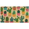 Relaxdays Zerbino in Fibra di Cocco, 75x42 cm, Design Cactus, Tappetino da Interni ed Esterni, Antiscivolo, Multicolore
