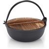 APGLSXY Pentole olandesi in ghisa con coperchio in legno Cottura Hotpot Picnic Hanging Zuppe Pentole Campeggio Cucina All'aperto Accessori Campeggio Outdoor Camping