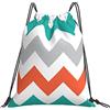 Generic Leggero Borsa Sportiva da Palestra Teal And White Striped Sacca Sportiva Stampa Zainetti per Adulto All'Aperto Festival 36X42Cm