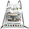 Generic Personalizzato Borsa Coulisse Cute RV Vintage Fifth Wheel Camper Travel Trailer Borsa Palestra Scuola Leggero Zaino Scuola per Donna Yoga Festival 36X42Cm
