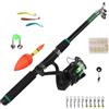 Nexbrill Starter kit per pesca all'aperto con canna e mulinello precaricato e scatola per attrezzatura compatta, leggera e pronta all'uso (set canna verde)