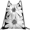 Generic Personalizzato Borsa Coulisse Black And White Two Flowers Flower Sacca Ginnastica Poliestere Zaino Scuola per All'Aperto Adulto Viaggi 36X42Cm