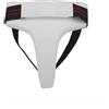 Minhe Protezione inguinale con coppa rimovibile per boxe e muay thai - protezione ventilata in pelle PU cinghie regolabili bianco nero 23 x 20 cm (donna S)