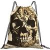 Generic Poliestere Zaino Coulisse Skull Laciness Mediaeval Style Retro Horror Sacca Ginnastica Unisex Zainetti per Nuoto Uomo Viaggi 36X42Cm
