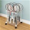 DAJIAYIQI Carrello Porta-Racchette da Badminton, espositore per Racchette da Tennis con Ruote bloccabili a 360°, Supporto Mobile in Metallo per Racchette(35 x 35 x 55 cm)