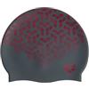 Arena Print 2 - Cuffia da nuoto unisex in silicone, per adulti, donne e uomini, per allenamento intensivo, confortevole, antiscivolo, per capelli lunghi, colore: Kikko/nero/rosso