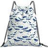 Generic Fashion Borsa Coulisse Blue Whale Sperm Whale Dolphin Sacco Sportive Personalizzato Zaino Sportivo per Spiaggia Vacanze Adulto 36X42Cm