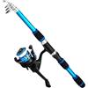 HanOaki Canna da pesca telescopica portatile con mulinello, costruzione in fibra di vetro, per viaggi, fiume, lago, mare, 1,8 m di lunghezza, design compatto (1,8 m, rosso)