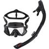 Parliky Set Maschera da Snorkeling in Silicone per Adulti Valvola di Scarico Unidirezionale e Visivo Esteso, Kit Completo per Attività Subacquee e Snorkeling Nero