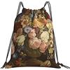 Generic Leggero Borsa Coulisse Elegant Vintage Flower Roses Victorian Borsa Palestra Scuola Personalizzato Zainetto per Sport Yoga Vacanze 36X42Cm