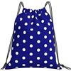 Generic Poliestere Borsa Sportiva da Palestra Dots White Blue Polka Geometric Navy Sacca Sportiva con Coulisse Zaino Scuola per All'Aperto Uomo Viaggi 36X42Cm
