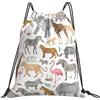 Generic Leggero Coulisse Borsa da Palestra African Safari Animals Sacca Ginnastica con Coulisse Sacca Zaino Sportivo per Donna Adulto Nuoto 36X42Cm