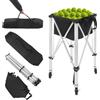 yikmid Cestino da collezione per palline da tennis con 4 ruote (2 frenabili), capacità 150-170 palline, 600D Oxford e alluminio, carrello per palloni per allenamento, torneo, club, scuola, pieghevole